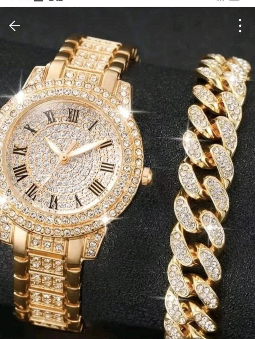 Gold Crystal-Accent Women's Watch and Bracelet Set
